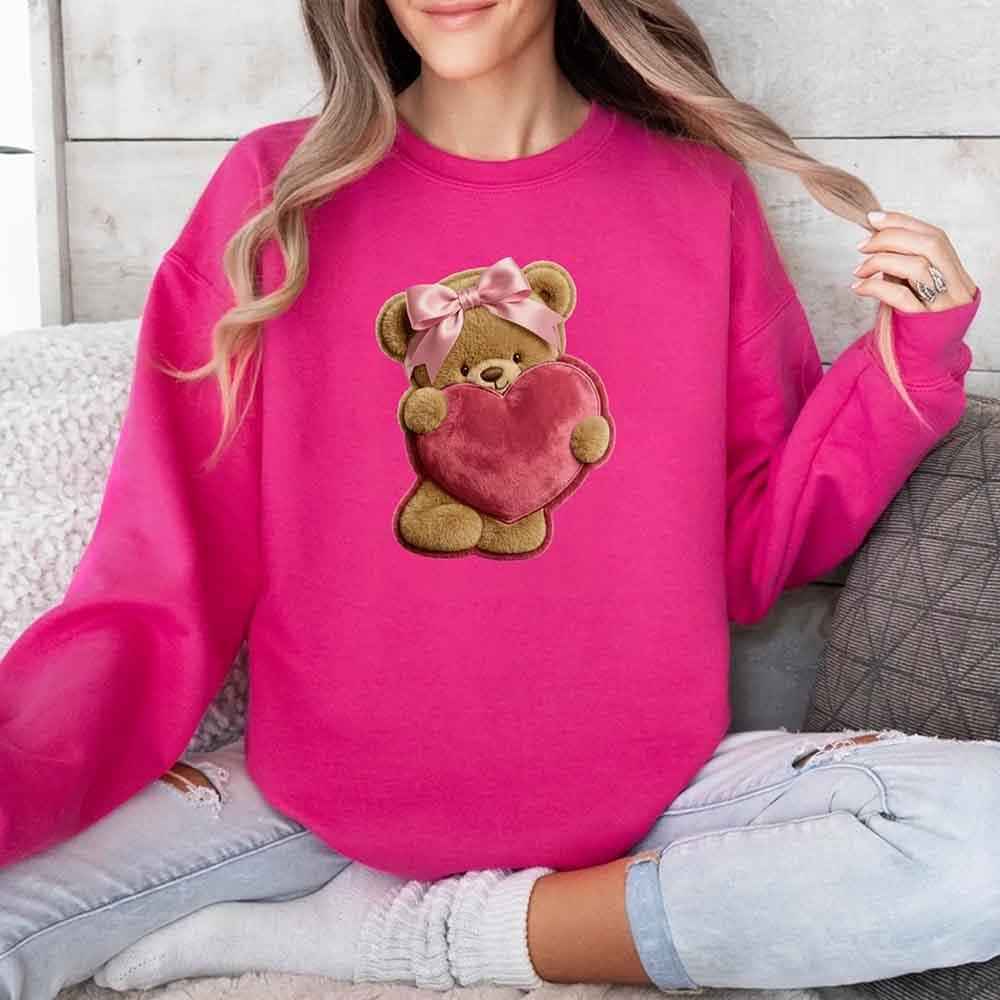 Plush Teddy Valentine Sweatshirt – Furry Look 3D Print Sweater - Aaria Tees Aaria Tees