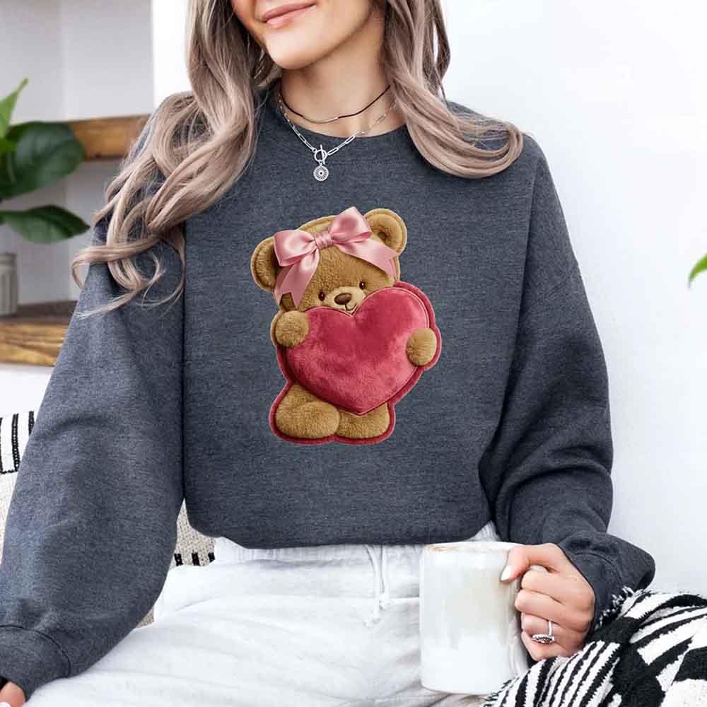 Plush Teddy Valentine Sweatshirt – Furry Look 3D Print Sweater - Aaria Tees Aaria Tees