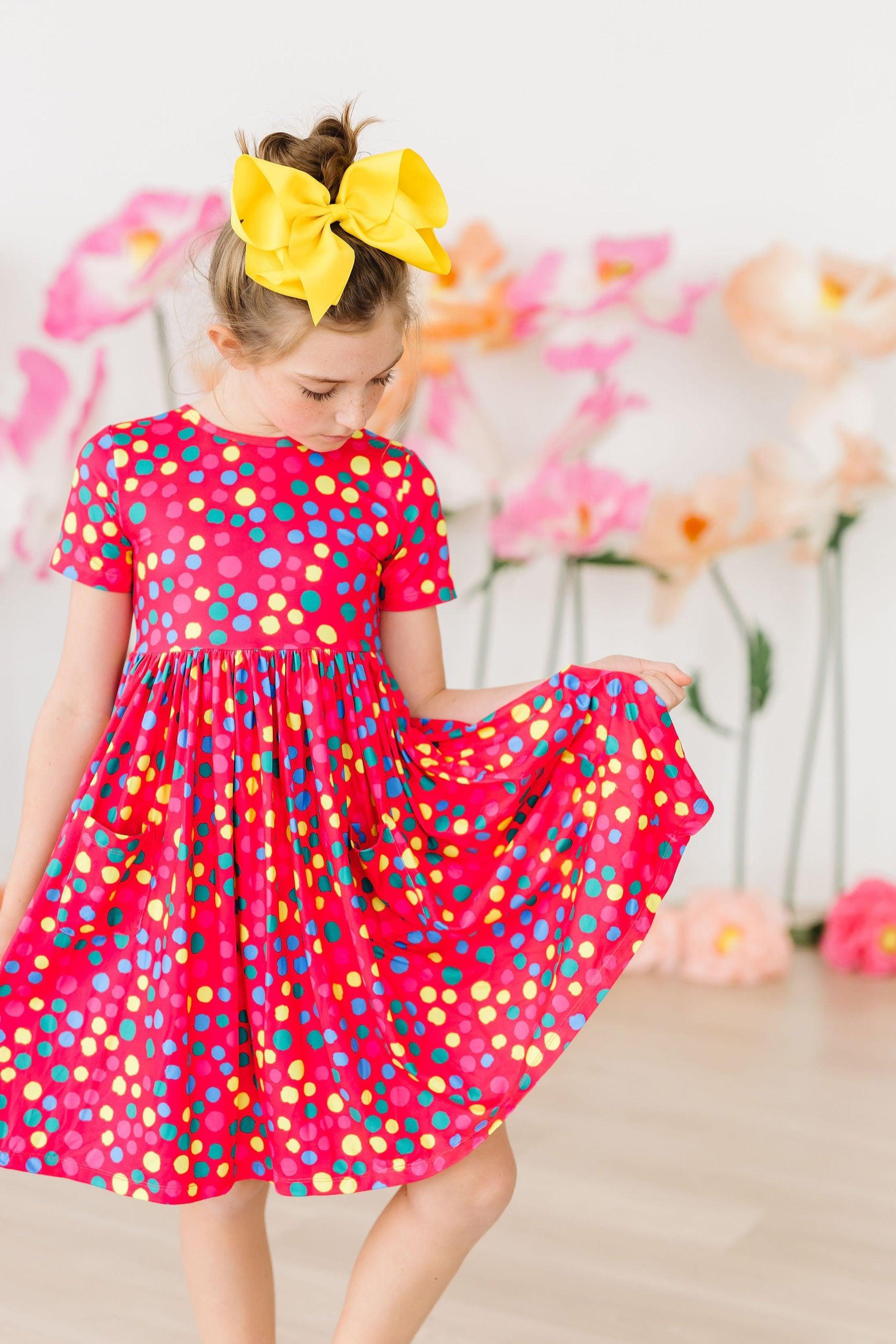 Polka Dot Party S/S Pocket Twirl Dress - Aaria Tees Aaria Tees