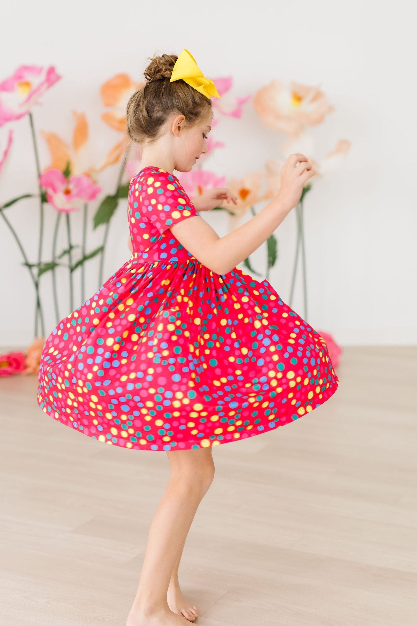 Polka Dot Party S/S Pocket Twirl Dress - Aaria Tees Aaria Tees
