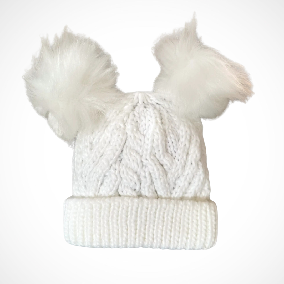 White Pom Beanie - Aaria Tees