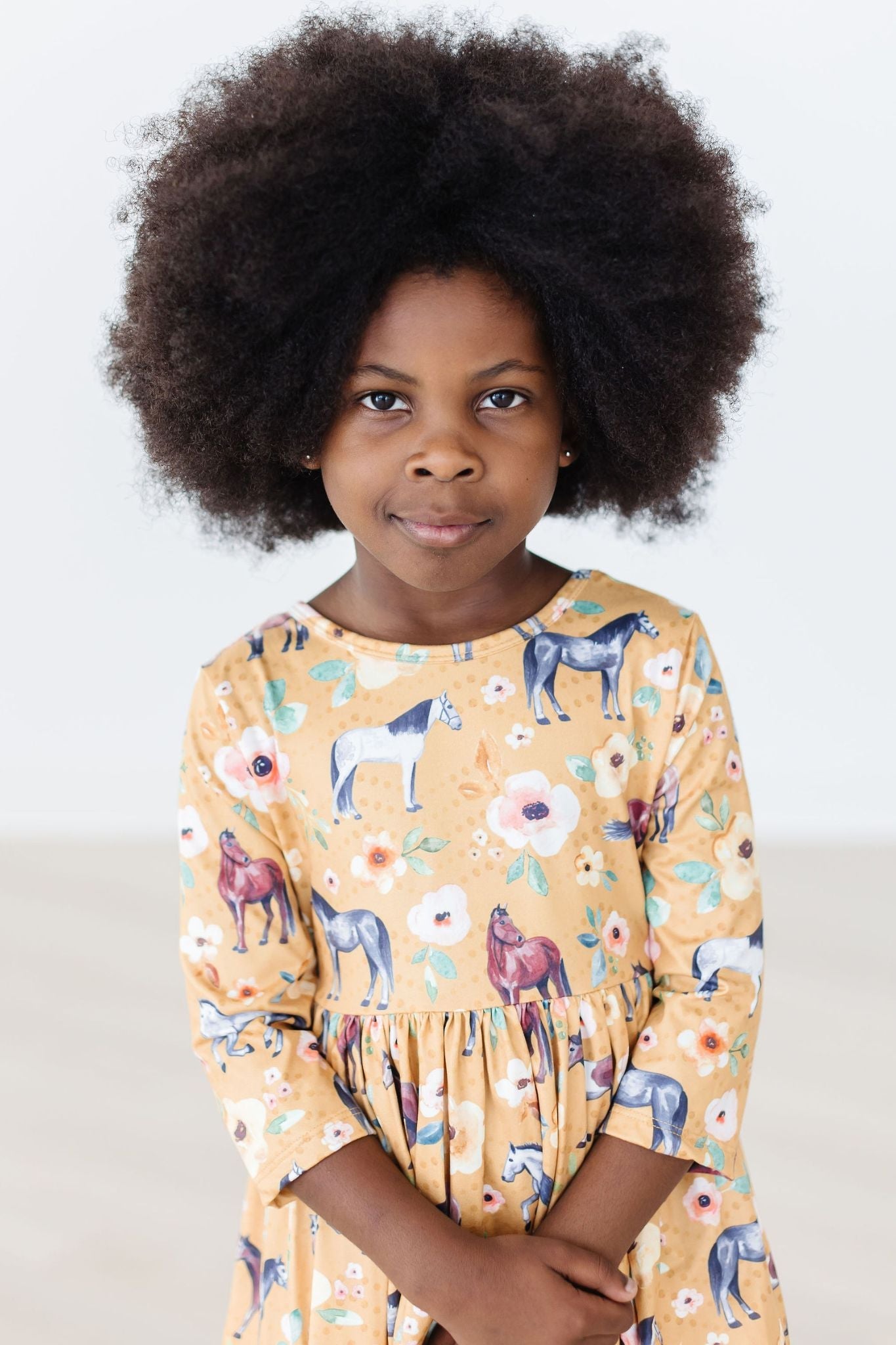 Ponies & Poppies 3/4 Sleeve Pocket Twirl Dress - Aaria Tees Aaria Tees