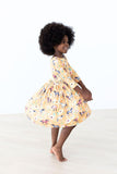 Ponies & Poppies 3/4 Sleeve Pocket Twirl Dress - Aaria Tees Aaria Tees