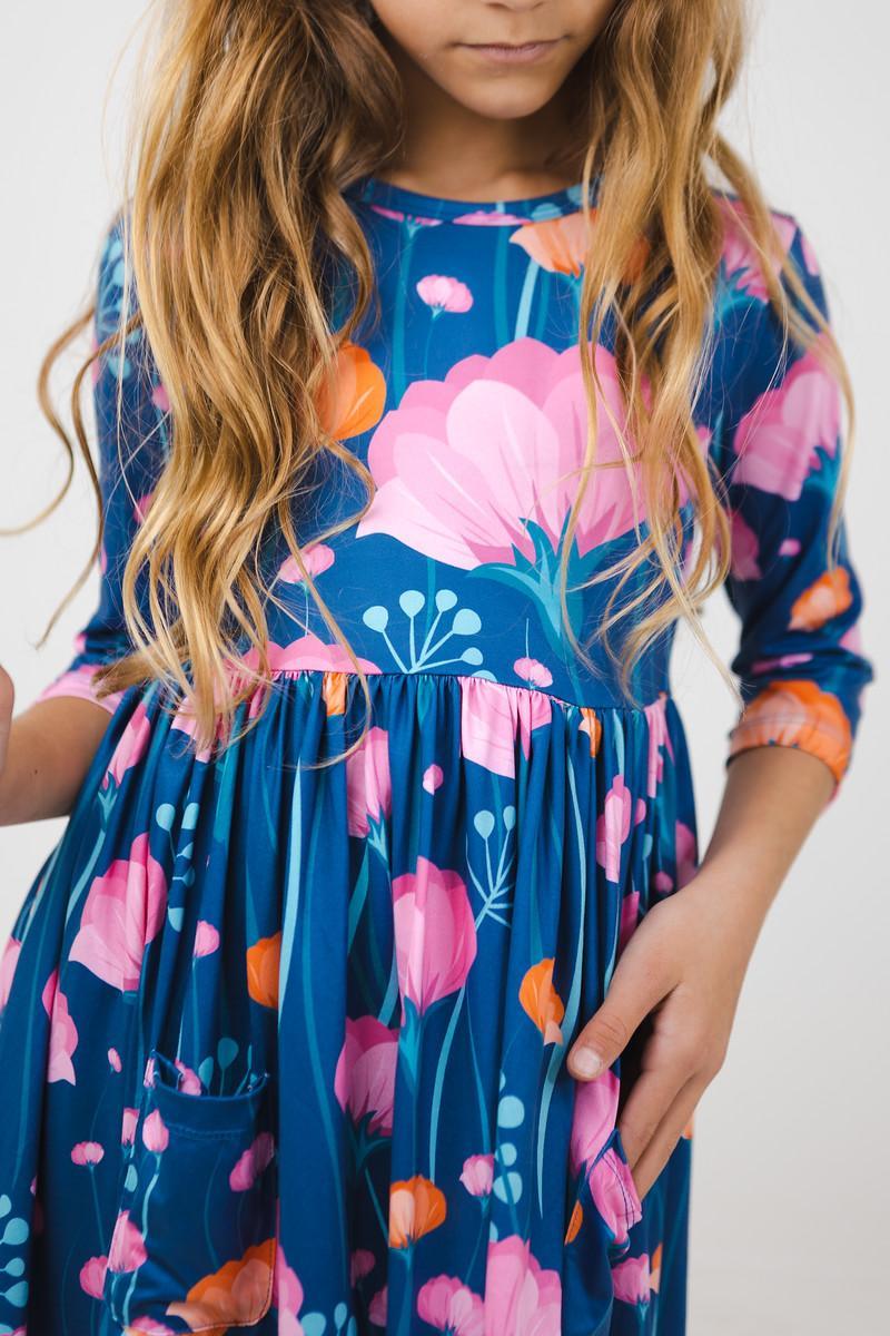 Poppies 3/4 Sleeve Pocket Twirl Dress - Aaria Tees Aaria Tees
