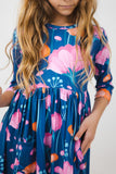 Poppies 3/4 Sleeve Pocket Twirl Dress - Aaria Tees Aaria Tees