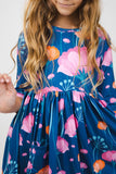 Poppies 3/4 Sleeve Pocket Twirl Dress - Aaria Tees Aaria Tees