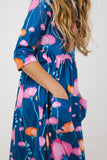 Poppies 3/4 Sleeve Pocket Twirl Dress - Aaria Tees Aaria Tees