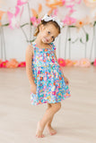 Preppy Floral Ruffle Cross Back Dress - Aaria Tees Aaria Tees