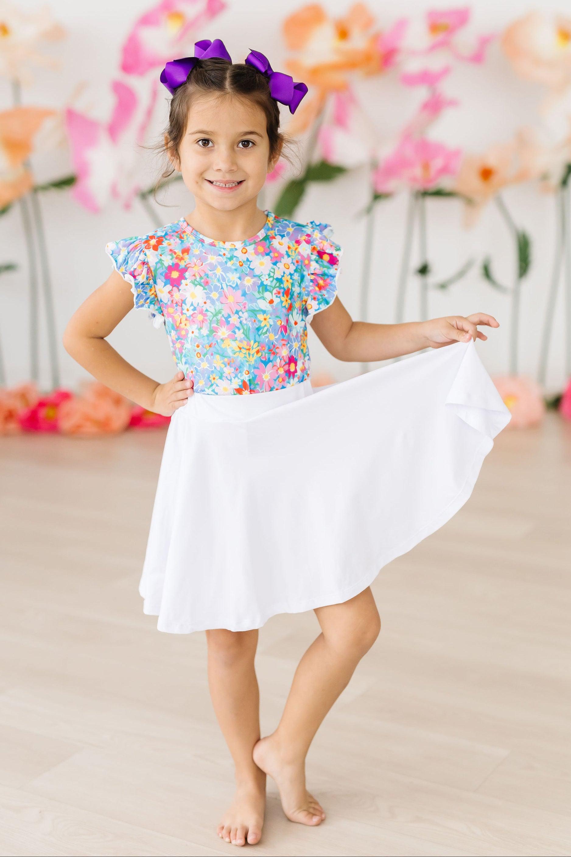 Preppy Floral S/S Ruffle Tee - Aaria Tees Aaria Tees