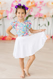 Preppy Floral S/S Ruffle Tee - Aaria Tees Aaria Tees