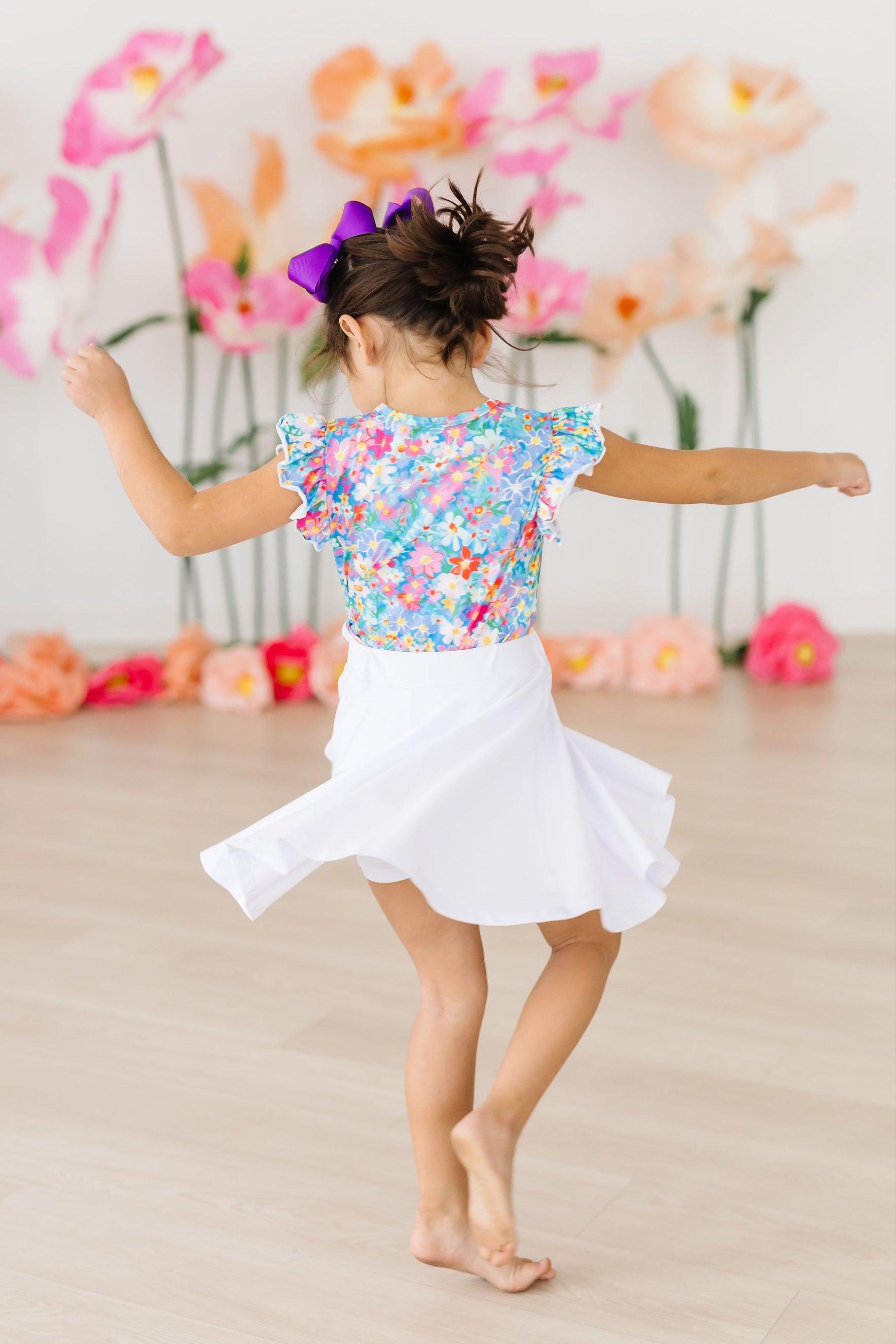 Preppy Floral S/S Ruffle Tee - Aaria Tees Aaria Tees