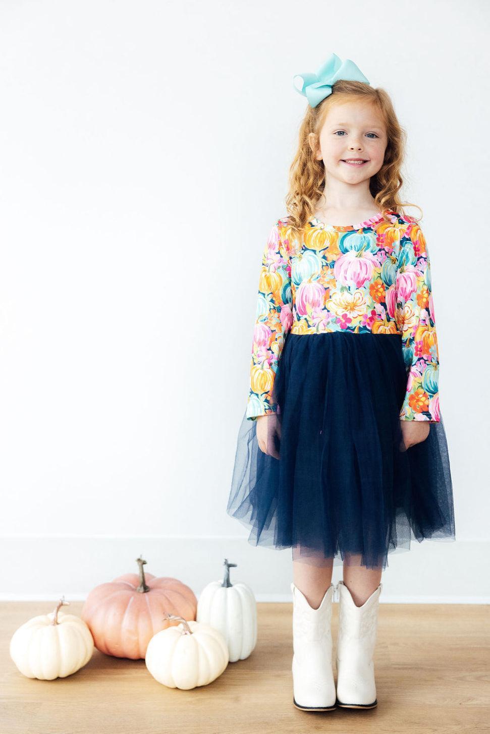 Preppy Patch L/S Tutu Dress - Aaria Tees Aaria Tees
