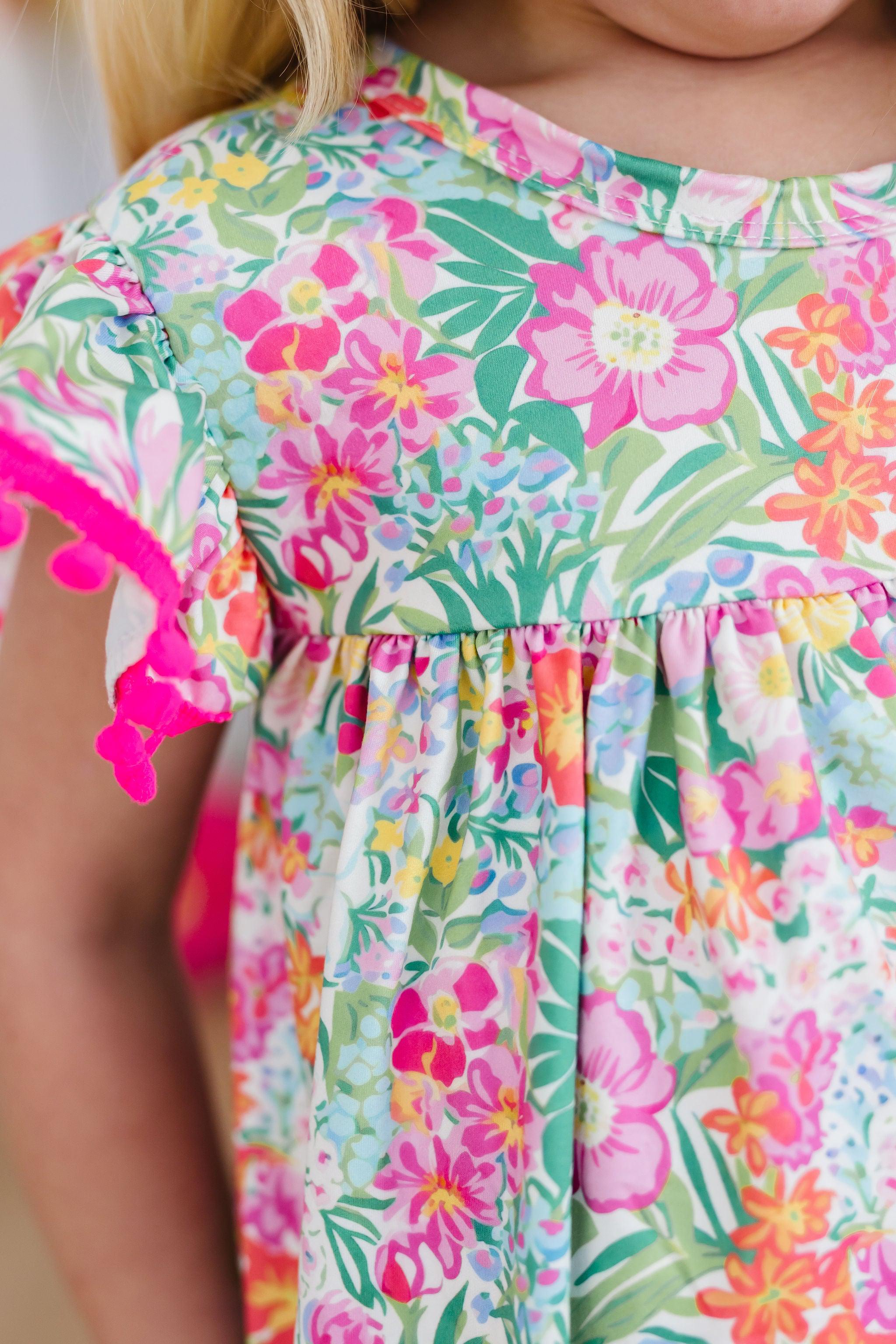 Preppy Petals Pom Pom Dress - Aaria Tees Aaria Tees