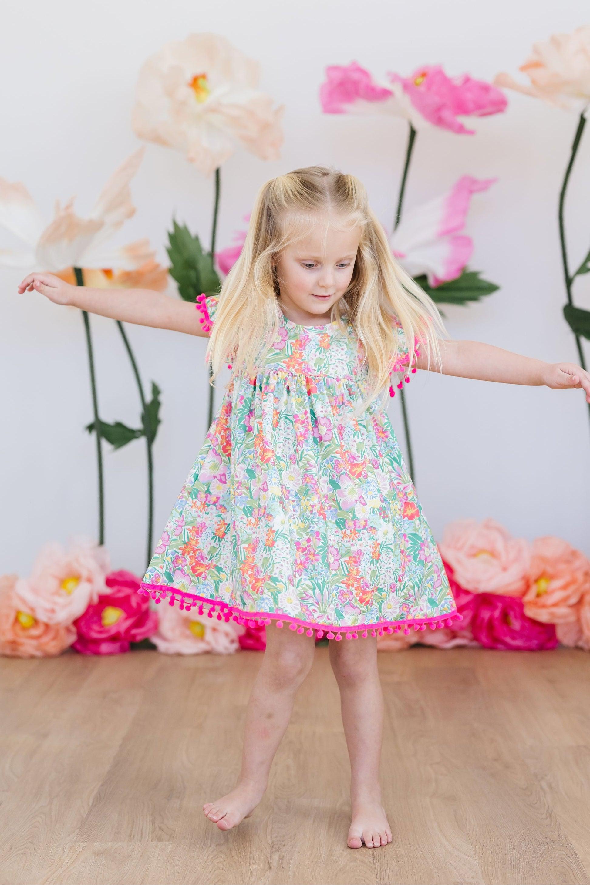 Preppy Petals Pom Pom Dress - Aaria Tees Aaria Tees