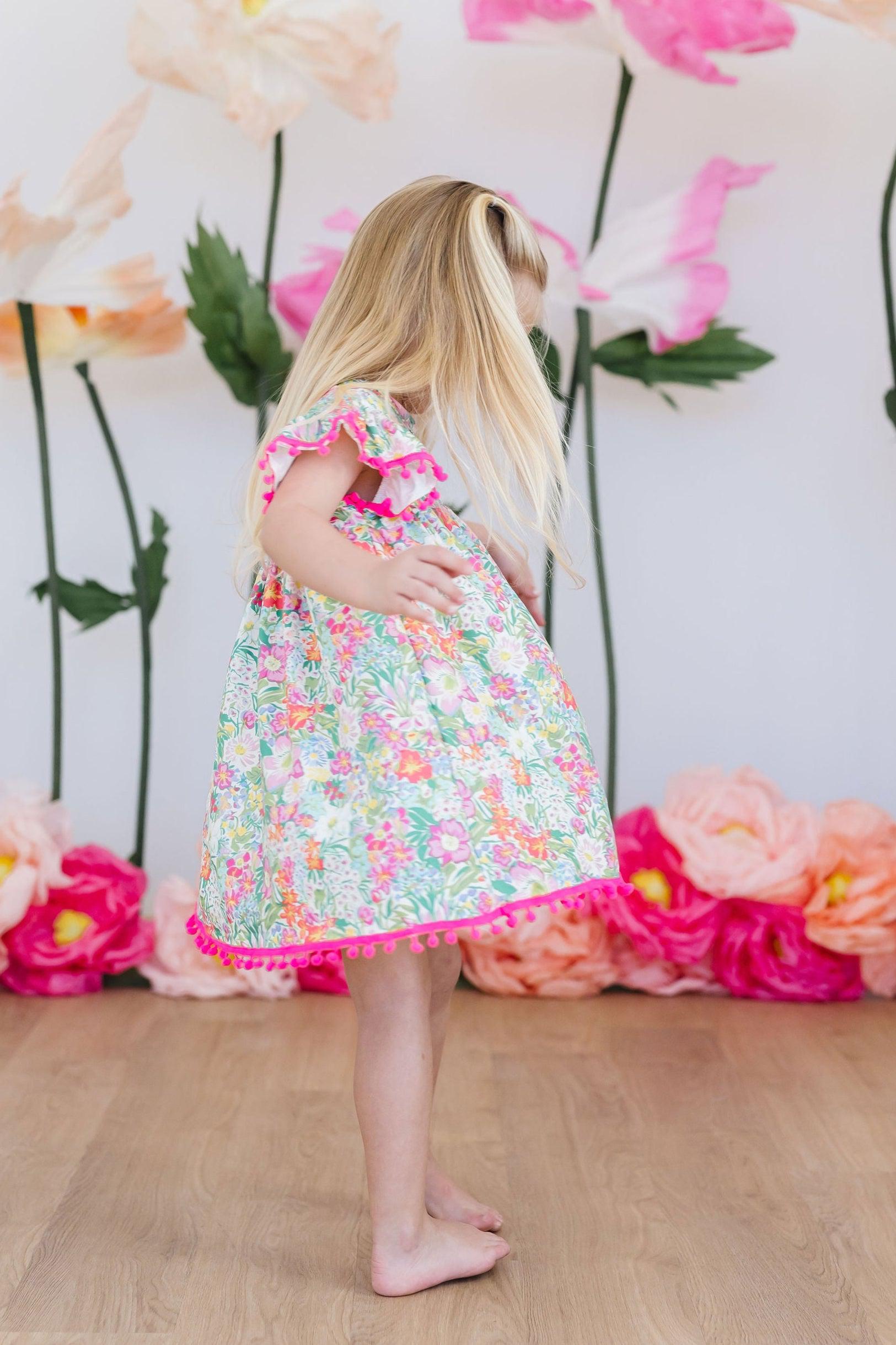 Preppy Petals Pom Pom Dress - Aaria Tees Aaria Tees