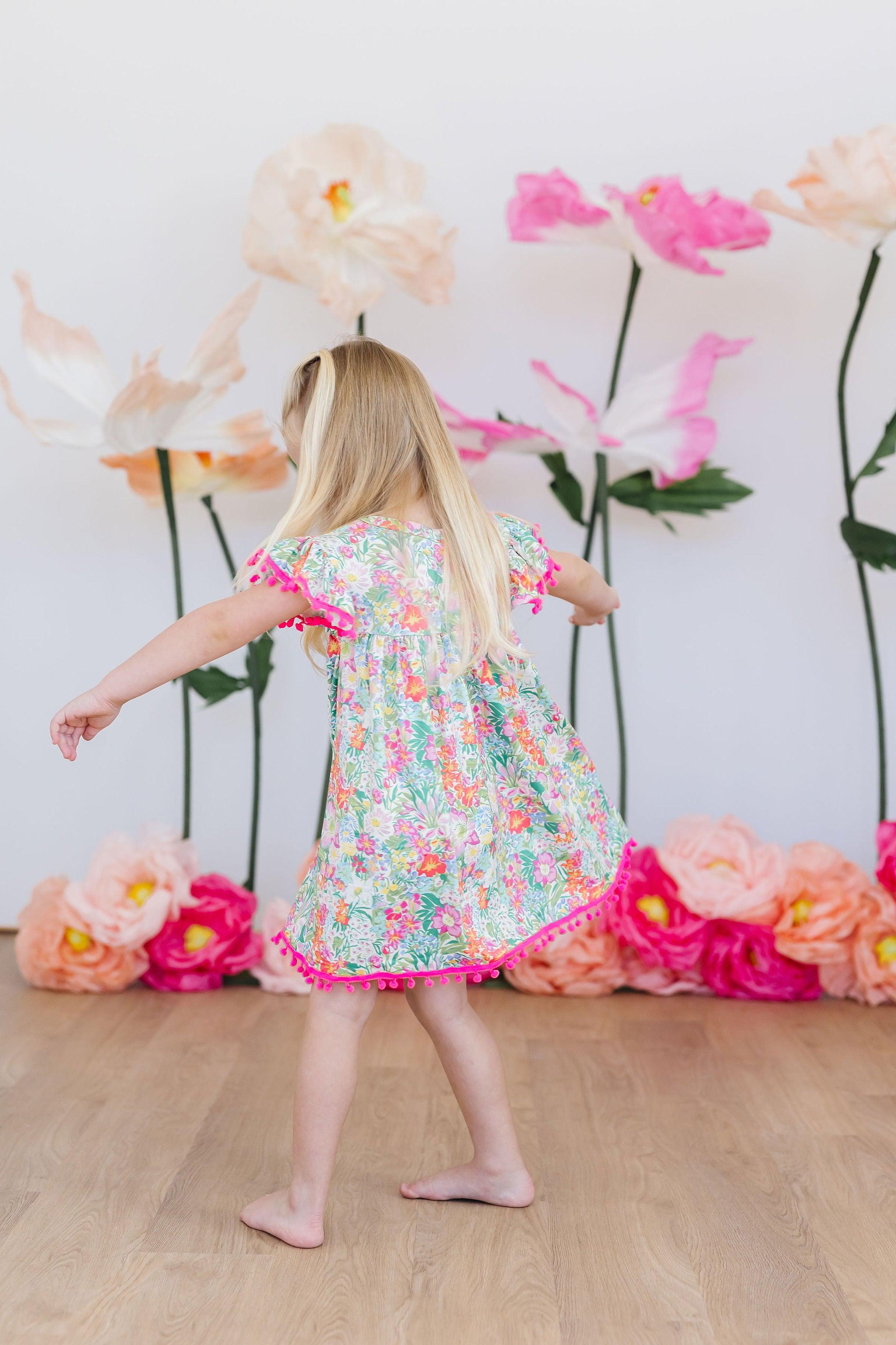 Preppy Petals Pom Pom Dress - Aaria Tees Aaria Tees