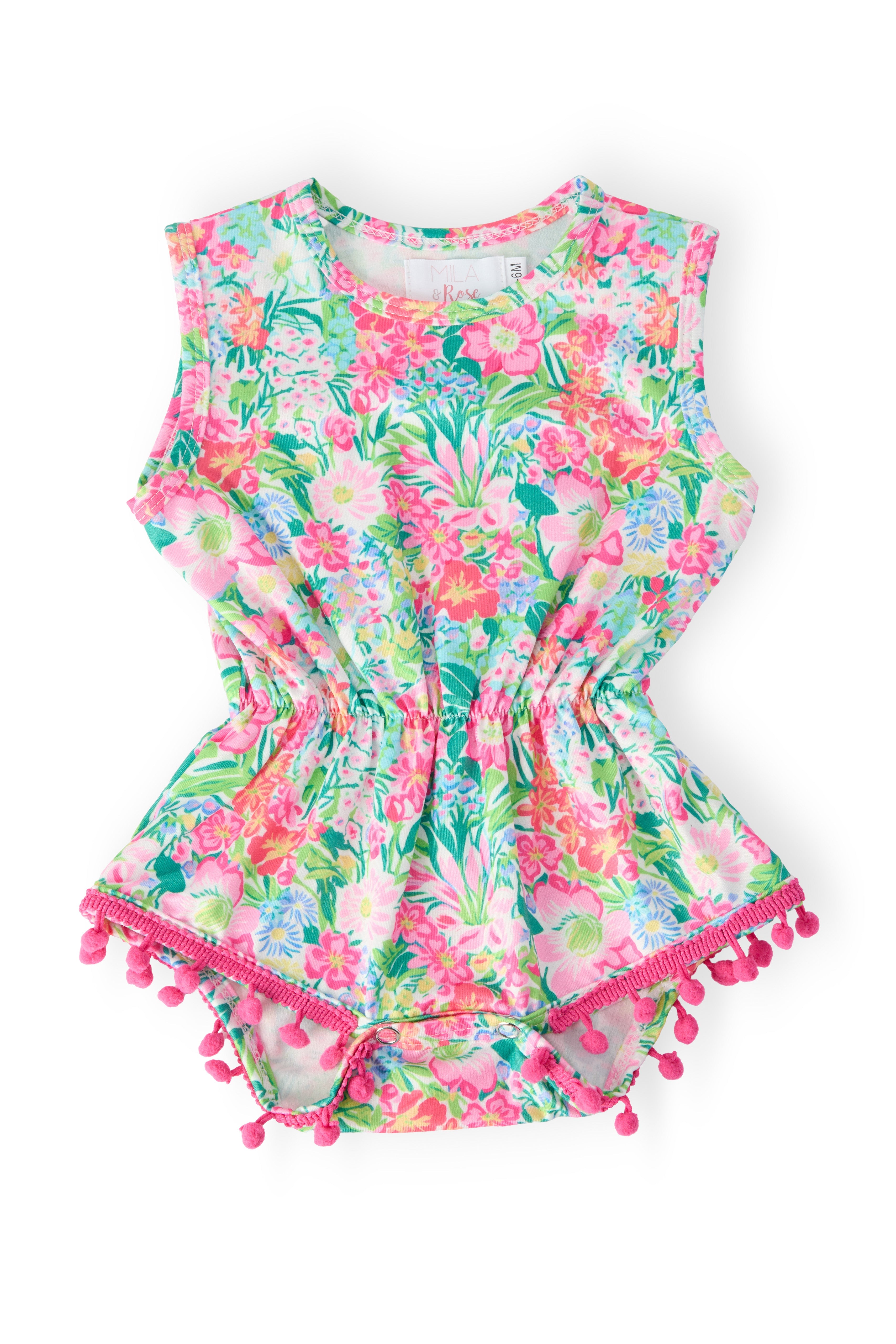 Preppy Petals Pom Pom Romper - Aaria Tees Aaria Tees