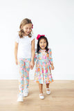 Preppy Pumpkins 3/4 Sleeve Ruffle Twirl Dress Aaria Tees