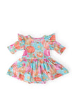 Preppy Pumpkins 3/4 Sleeve Twirl Flutter Bodysuit - Aaria Tees Aaria Tees