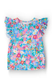 Preppy Floral S/S Ruffle Tee - Aaria Tees Aaria Tees