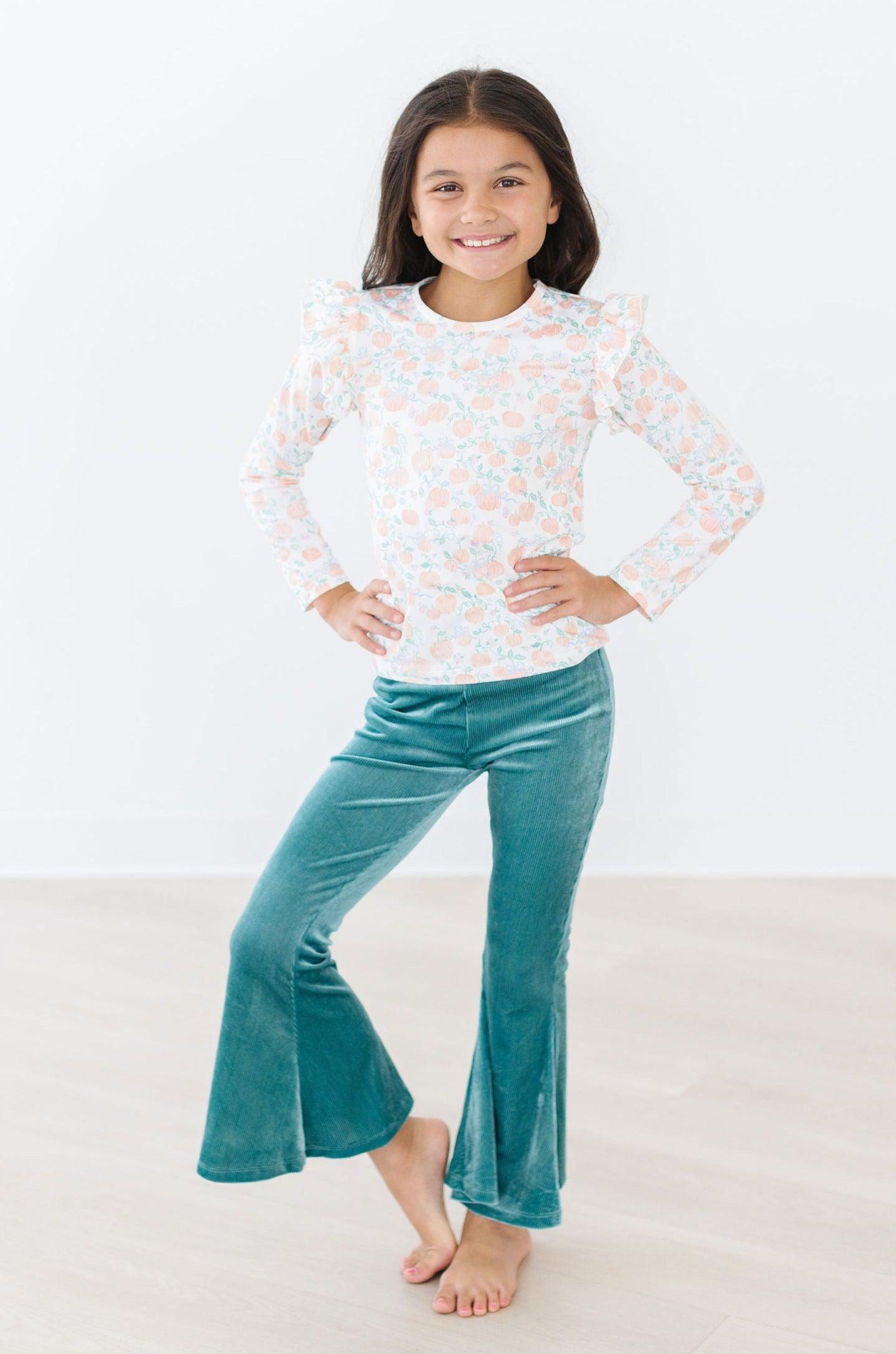 Pretty Pumpkins L/S Ruffle Tee - Aaria Tees Aaria Tees