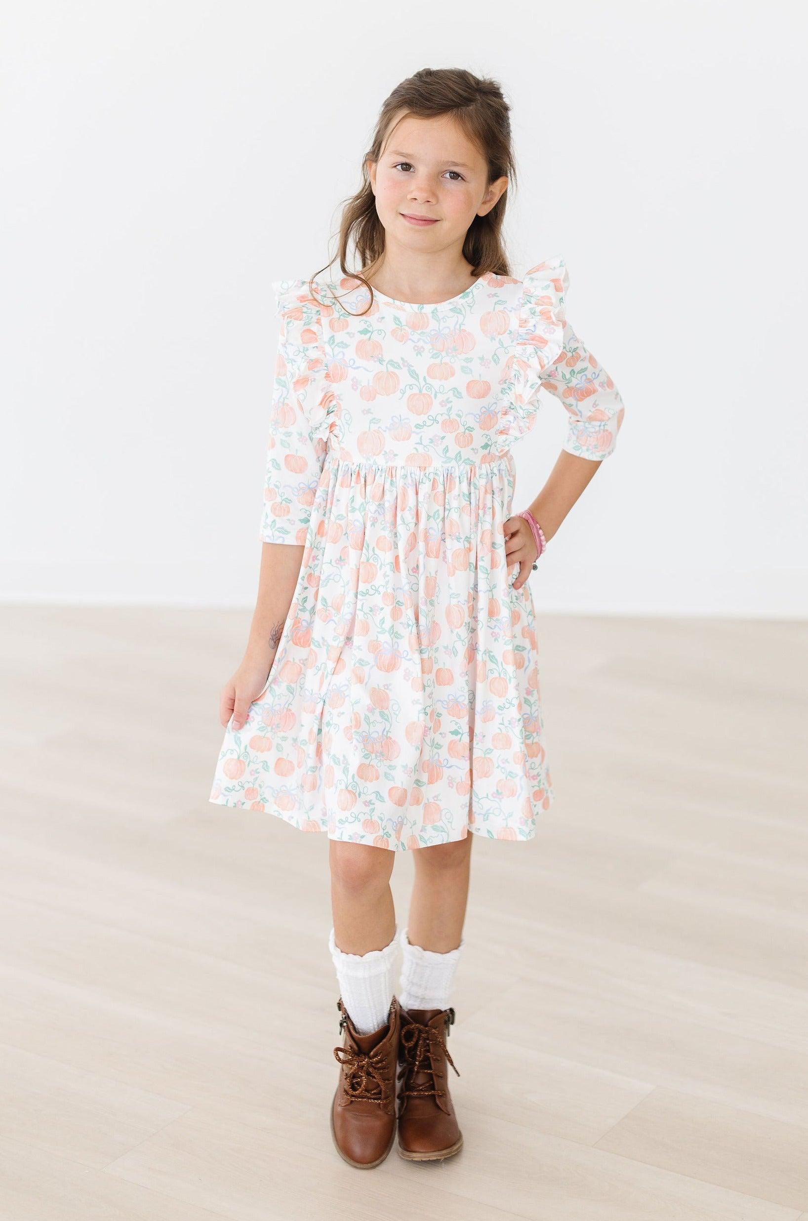 Pretty Pumpkins Ruffle Twirl Dress - Aaria Tees Aaria Tees