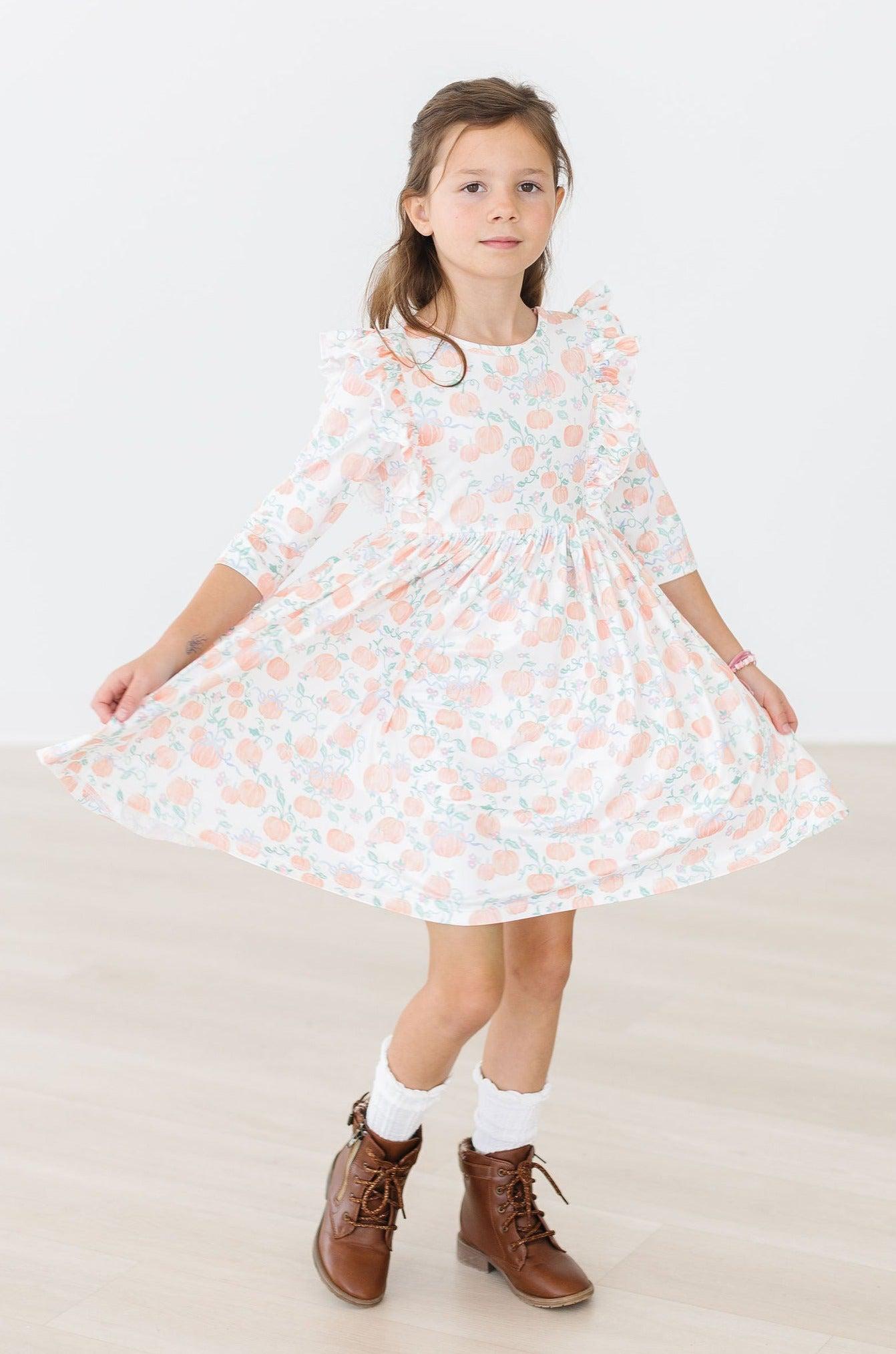 Pretty Pumpkins Ruffle Twirl Dress - Aaria Tees Aaria Tees