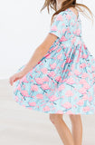 Pretty in Pink Flamingos S/S Pocket Twirl Dress - Aaria Tees Aaria Tees