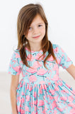 Pretty in Pink Flamingos S/S Pocket Twirl Dress - Aaria Tees Aaria Tees