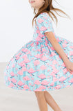 Pretty in Pink Flamingos S/S Pocket Twirl Dress - Aaria Tees Aaria Tees
