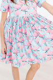 Pretty in Pink Flamingos S/S Pocket Twirl Dress - Aaria Tees Aaria Tees