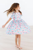 Pretty in Pink Flamingos S/S Pocket Twirl Dress - Aaria Tees Aaria Tees