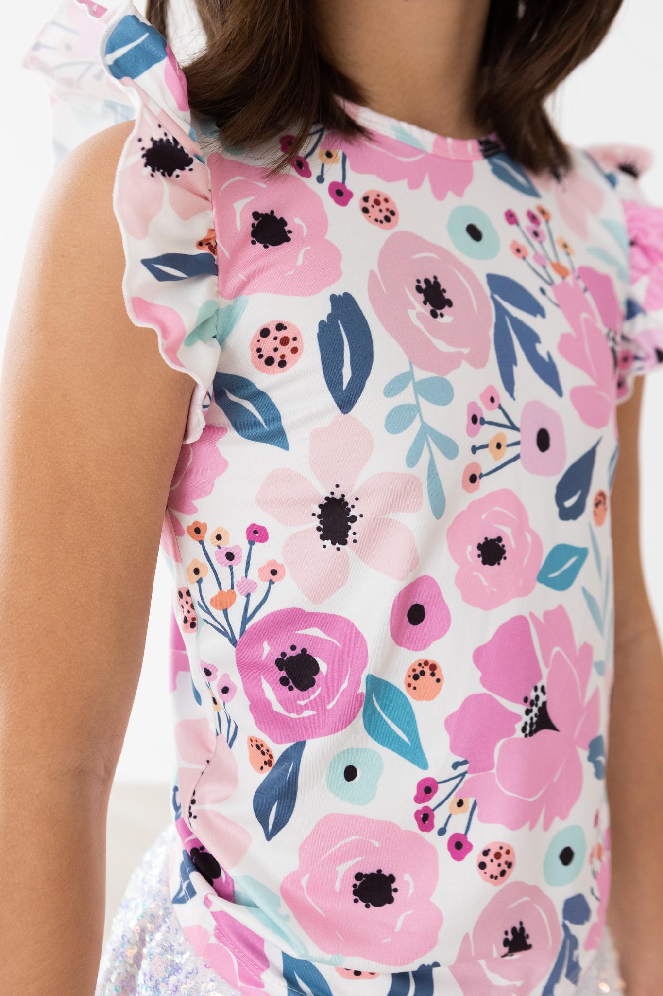 Pretty in Purple S/S Ruffle Tee - Aaria Tees Aaria Tees