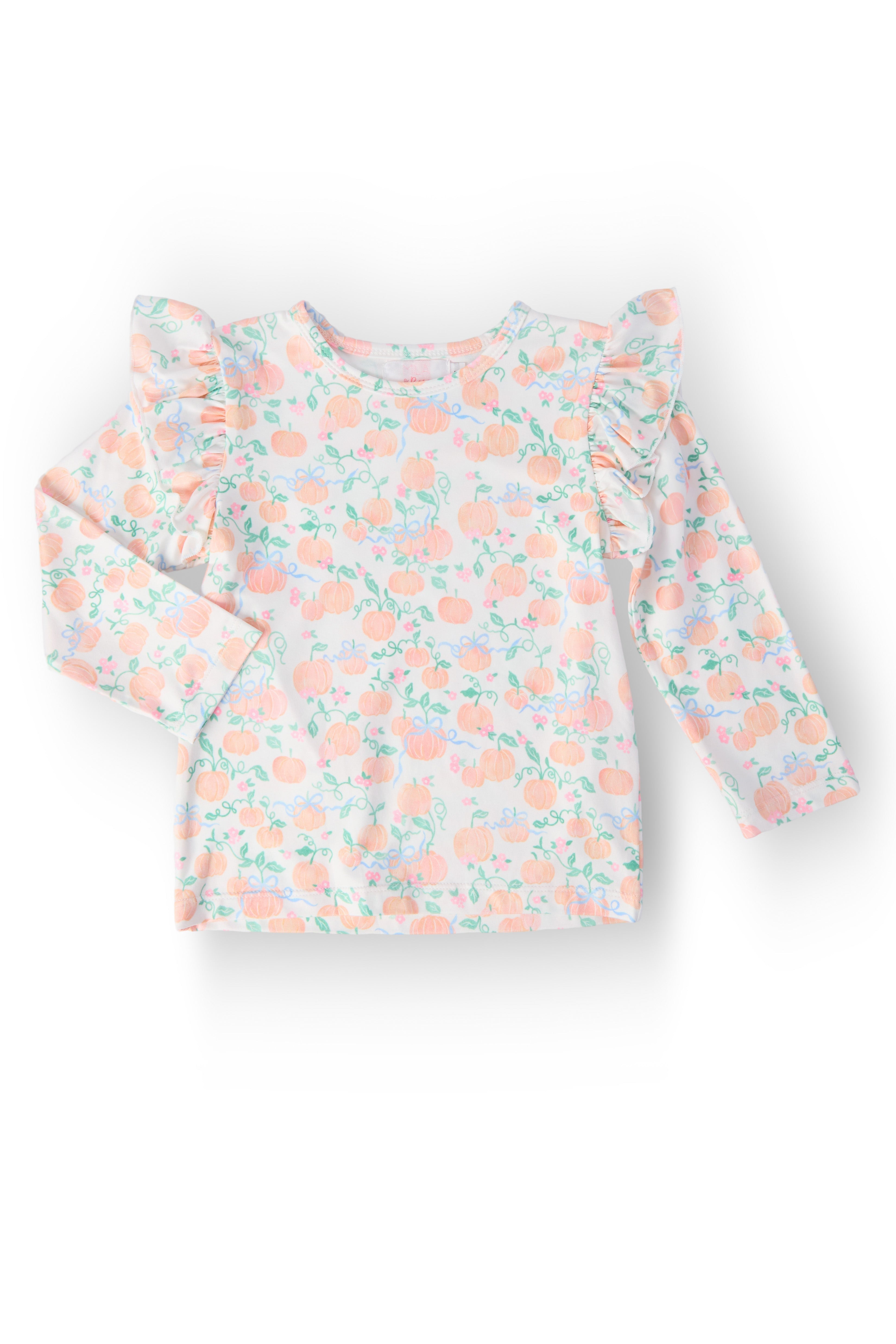 Pretty Pumpkins L/S Ruffle Tee - Aaria Tees Aaria Tees