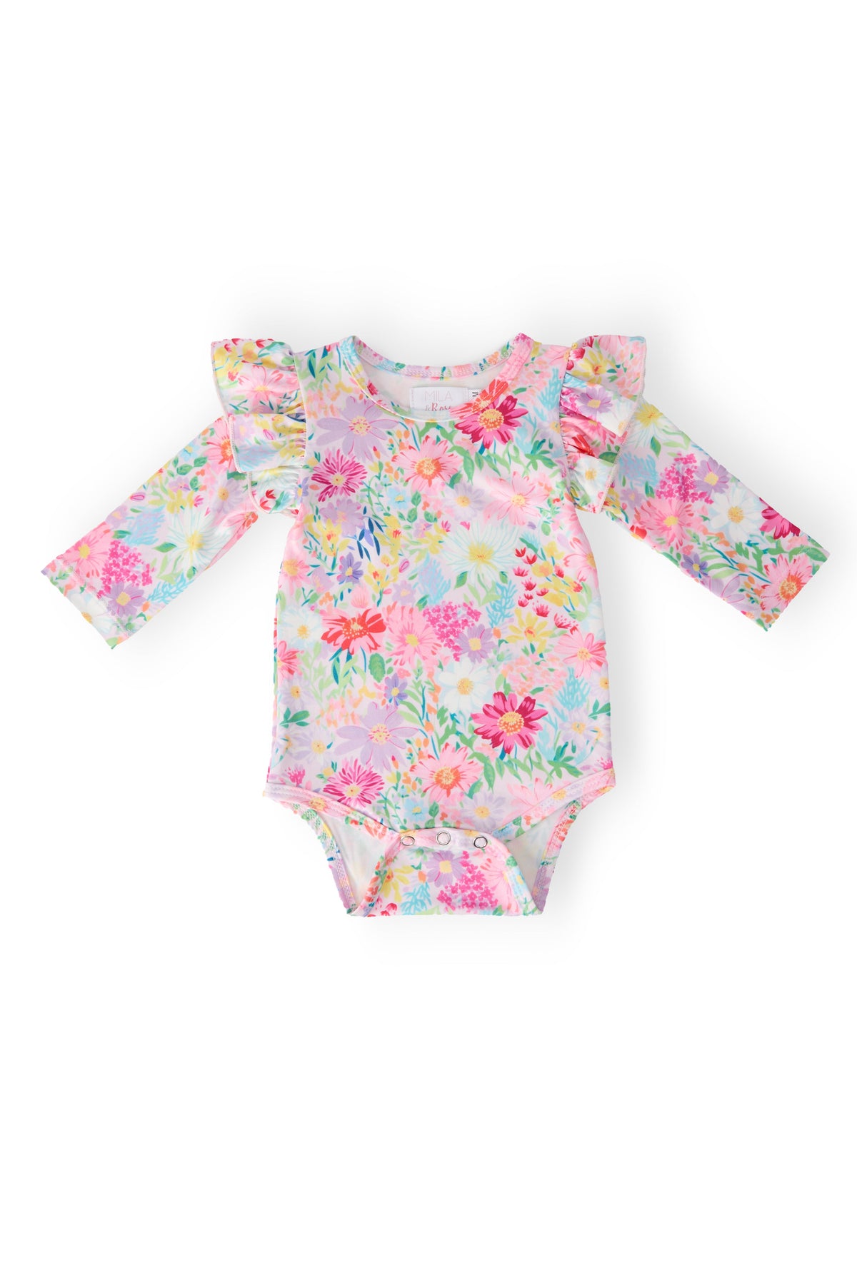 Field of Flowers L/S Flutter Bodysuit - Aaria Tees