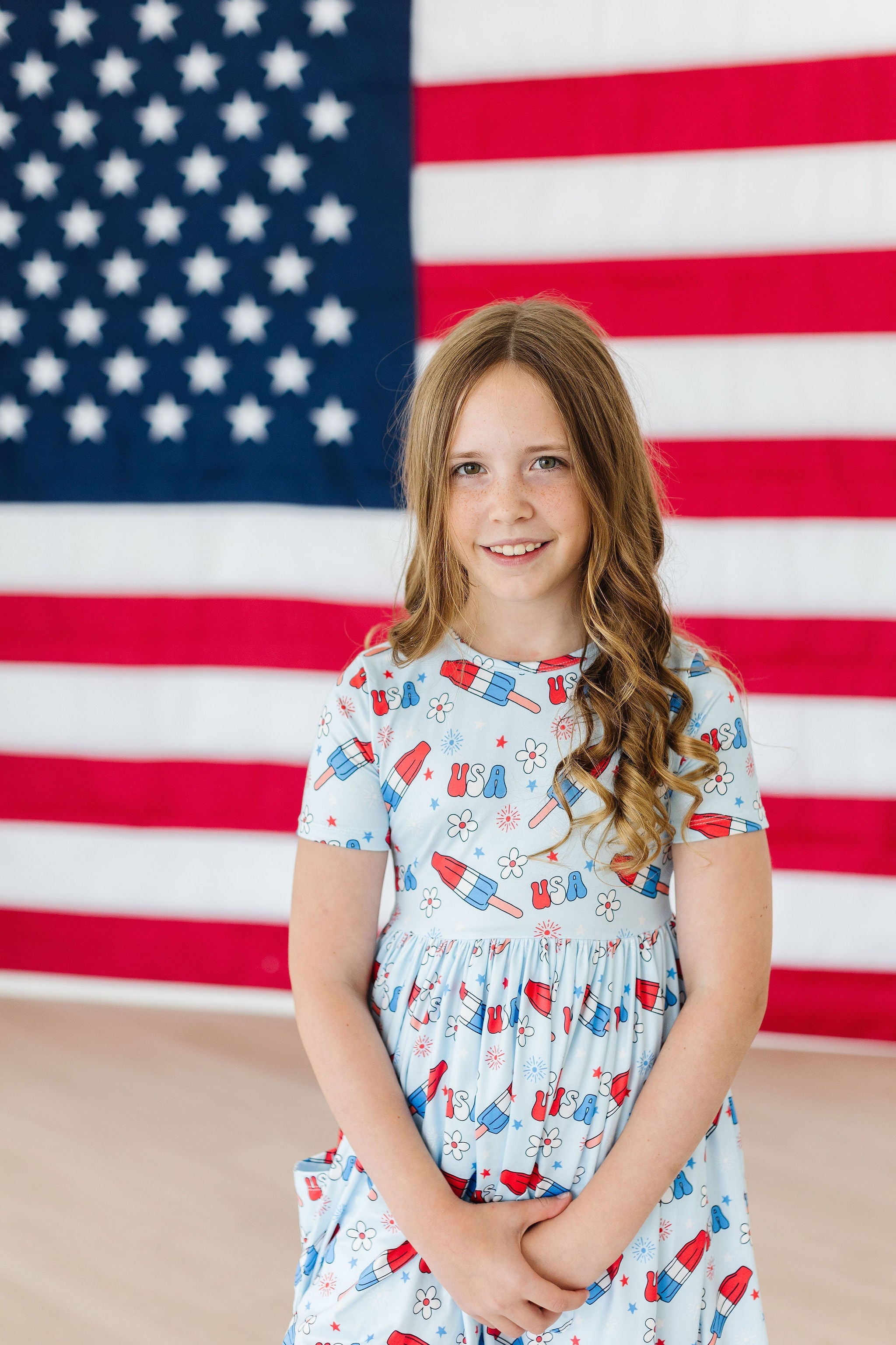 Proudly Patriotic S/S Pocket Twirl Dress - Aaria Tees Aaria Tees