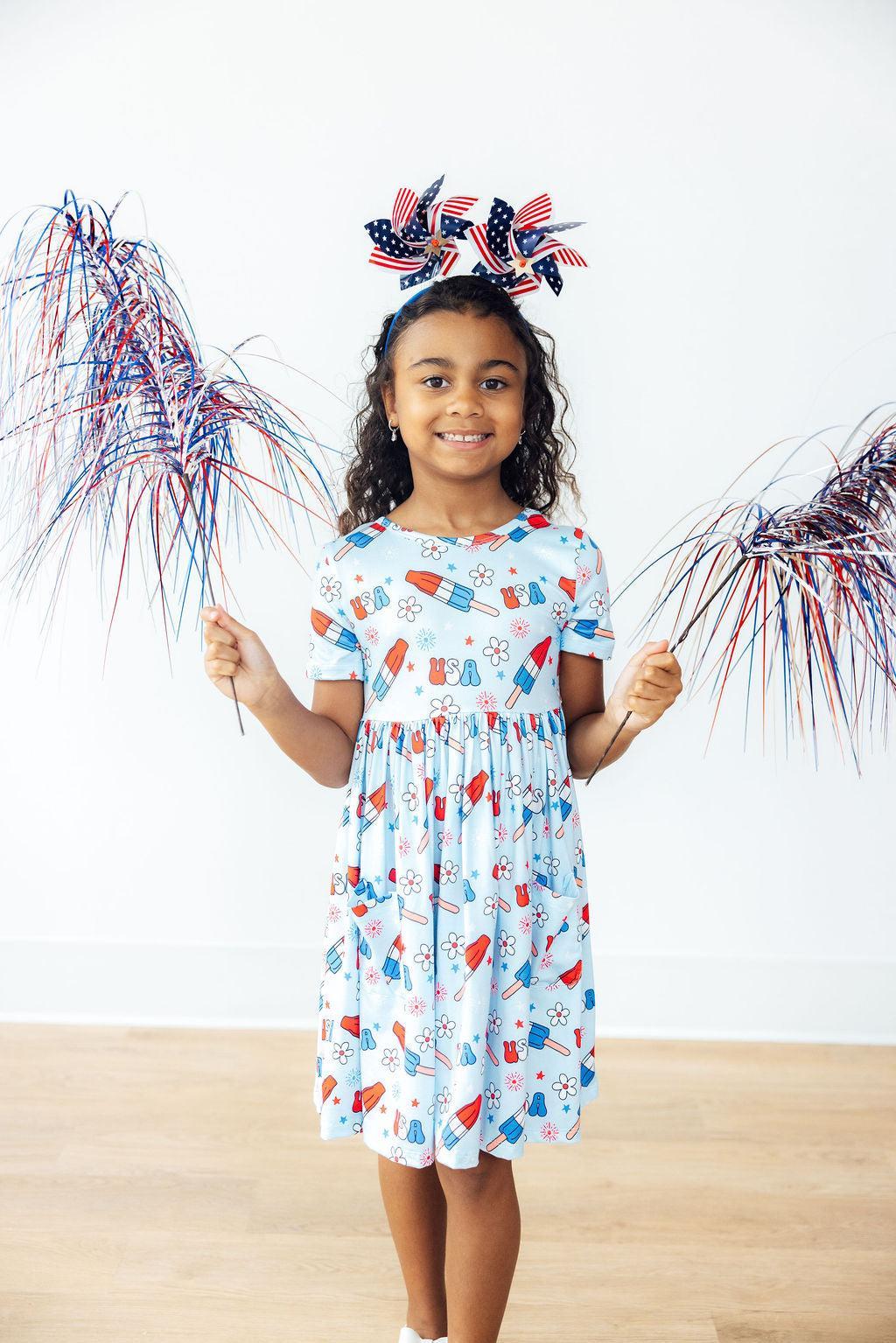 Proudly Patriotic S/S Pocket Twirl Dress - Aaria Tees Aaria Tees