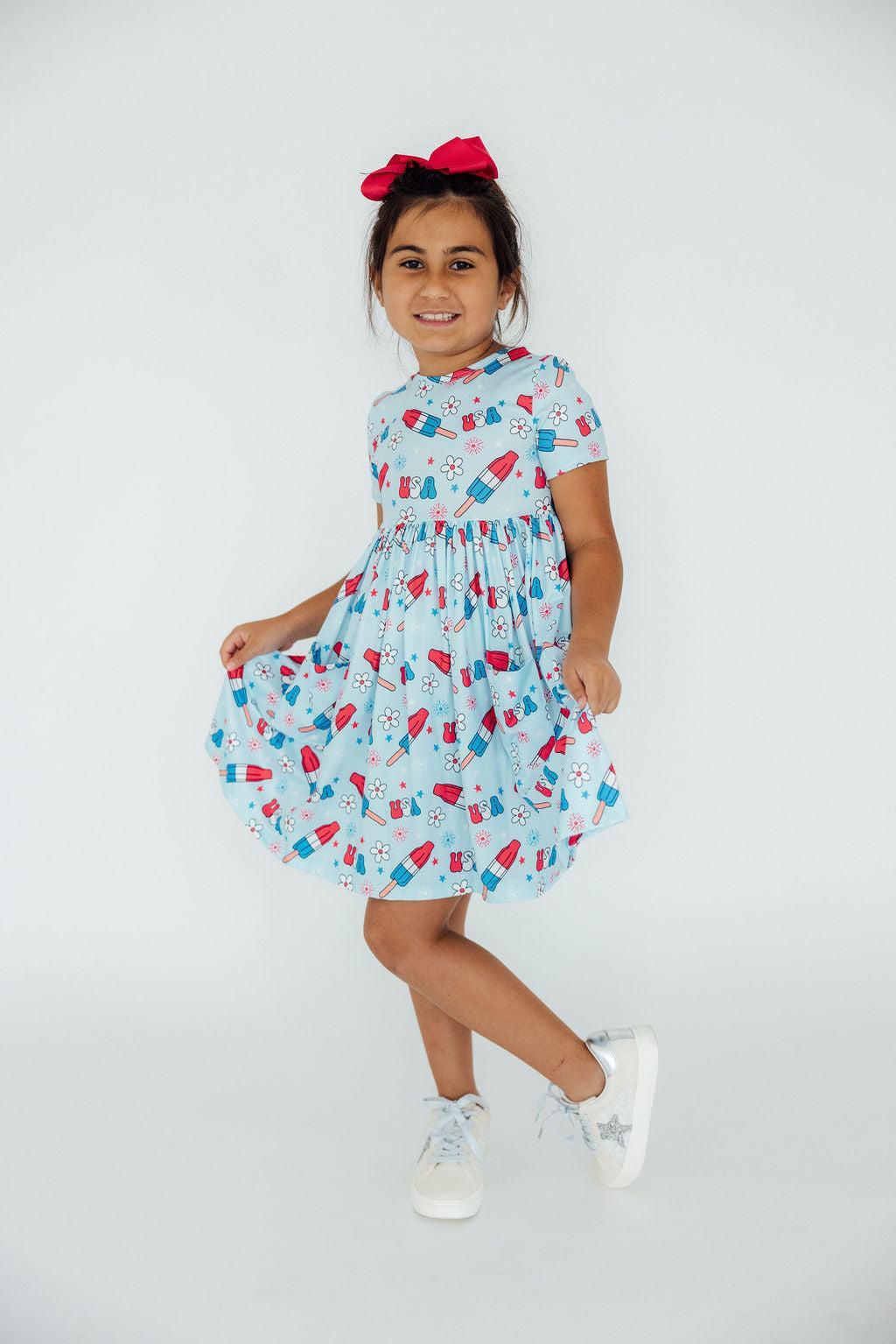 Proudly Patriotic S/S Pocket Twirl Dress - Aaria Tees Aaria Tees