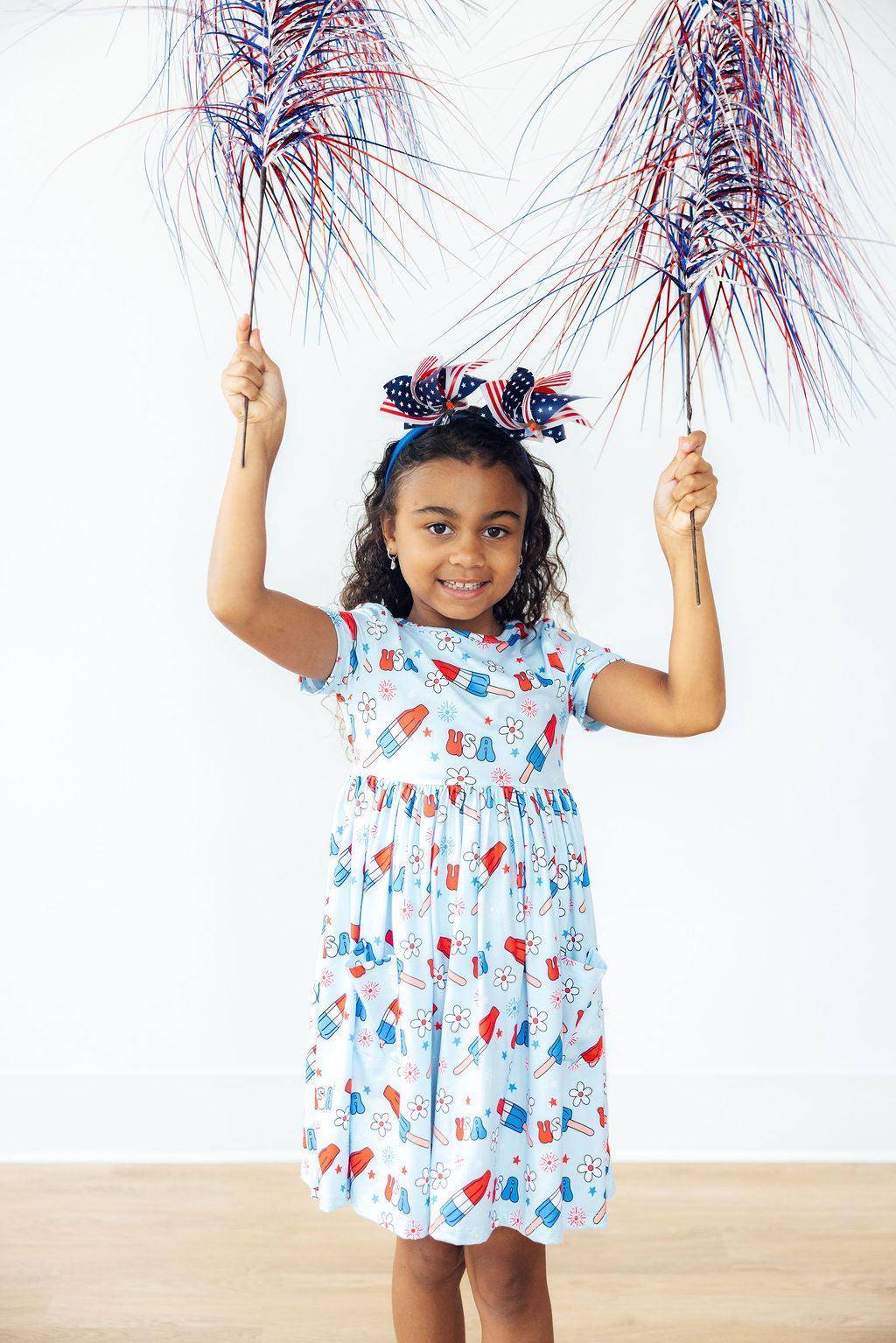 Proudly Patriotic S/S Pocket Twirl Dress - Aaria Tees