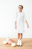 Pumpkin Kisses, Harvest Wishes 3/4 Sleeve Ruffle Twirl Dress - Aaria Tees Aaria Tees