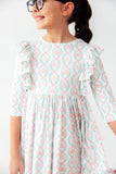 Pumpkin Kisses, Harvest Wishes 3/4 Sleeve Ruffle Twirl Dress - Aaria Tees Aaria Tees
