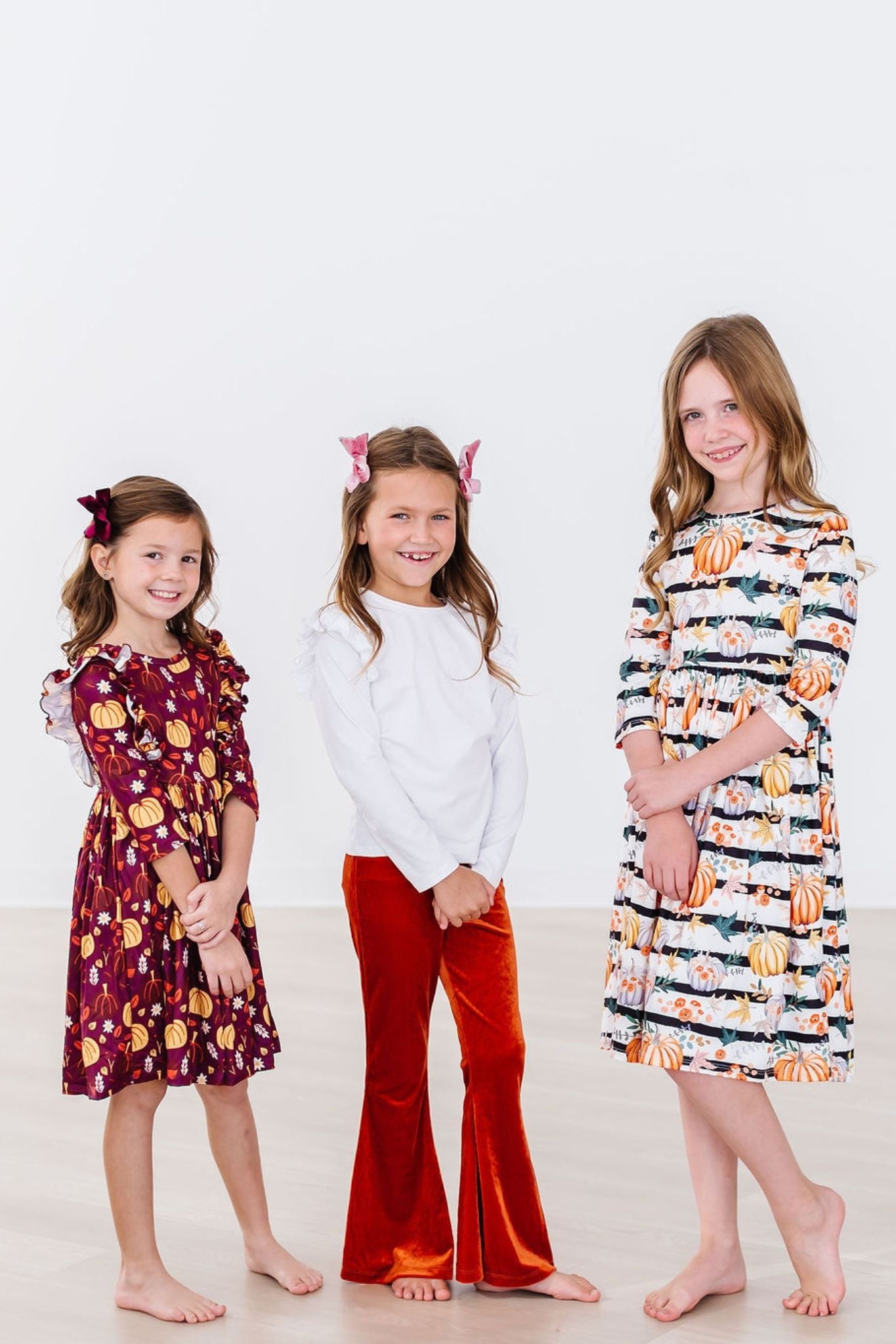 Pumpkin Patch 3/4 Sleeve Ruffle Twirl Dress - Aaria Tees Aaria Tees