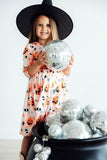 Pumpkin Peekaboo 3/4 Sleeve Pocket Twirl Dress - Aaria Tees Aaria Tees