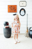 Pumpkin Peekaboo 3/4 Sleeve Pocket Twirl Dress - Aaria Tees Aaria Tees
