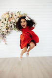 Pumpkin Spice 3/4 Sleeve Pocket Twirl Dress - Aaria Tees Aaria Tees