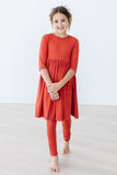 Pumpkin Spice 3/4 Sleeve Pocket Twirl Dress - Aaria Tees Aaria Tees