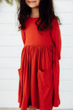 Pumpkin Spice 3/4 Sleeve Pocket Twirl Dress - Aaria Tees Aaria Tees