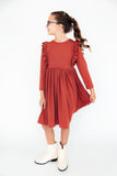 Pumpkin Spice L/S Ruffle Twirl Dress - Aaria Tees Aaria Tees