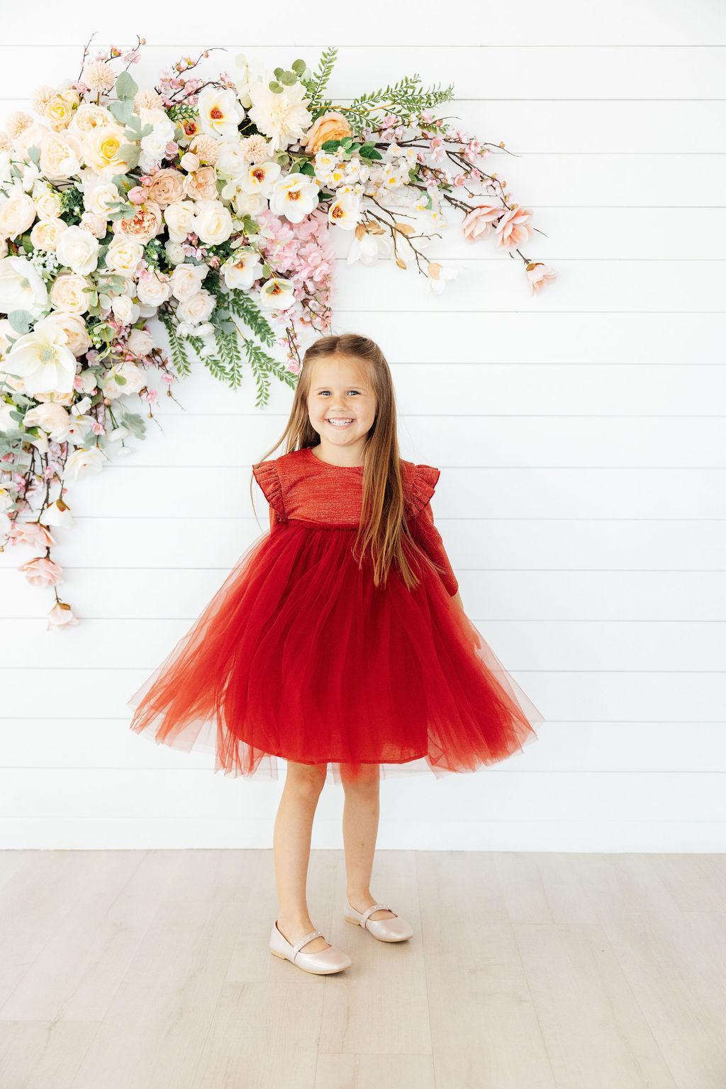 Pumpkin Spice Shimmer 3/4 Sleeve Tutu Dress - Aaria Tees Aaria Tees