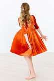 Pumpkin Spice Velvet Ruffle Twirl Dress - Aaria Tees Aaria Tees